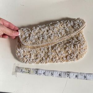 Elegant Cream Beaded Clutch